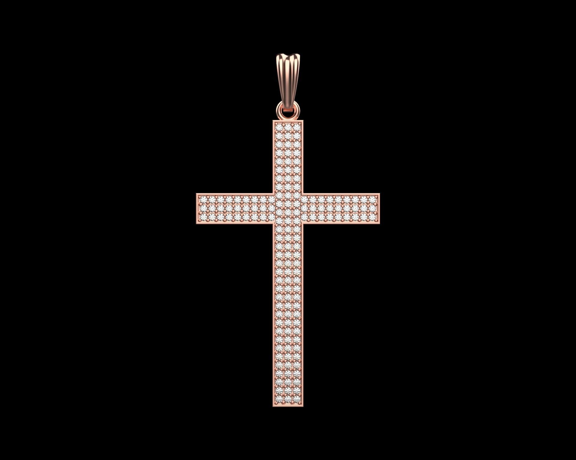 Pendant Cross with Diamonds N44 3D print model_17