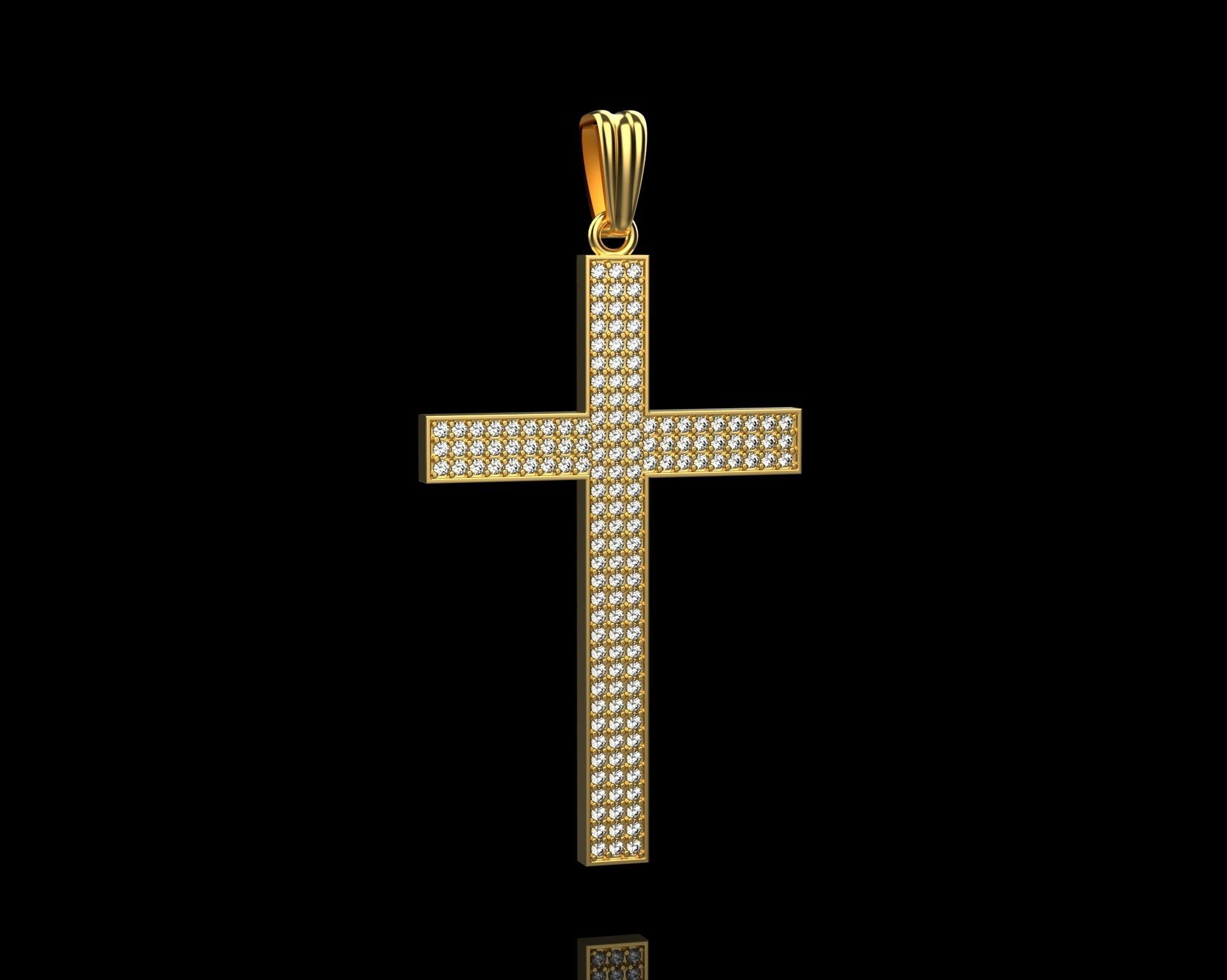 Pendant Cross with Diamonds N44 3D print model_4