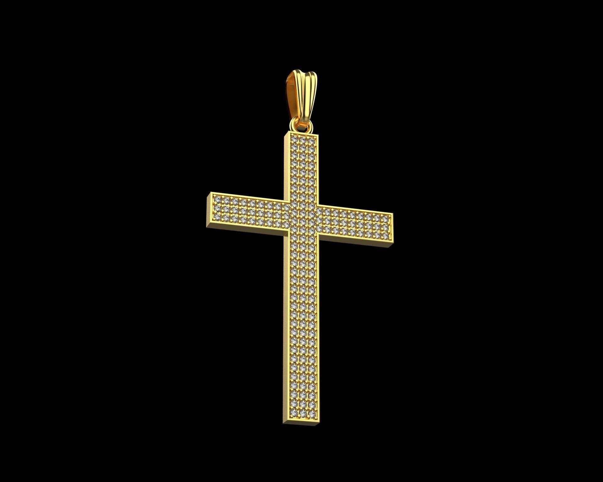 Pendant Cross with Diamonds N44 3D print model_3