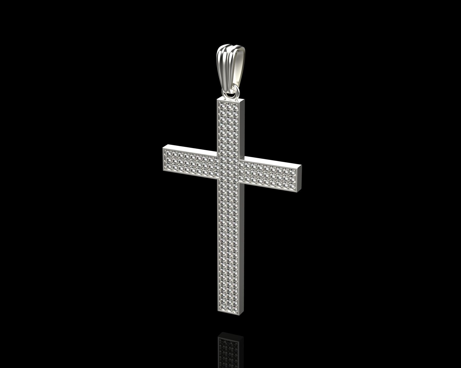 Pendant Cross with Diamonds N44 3D print model_14