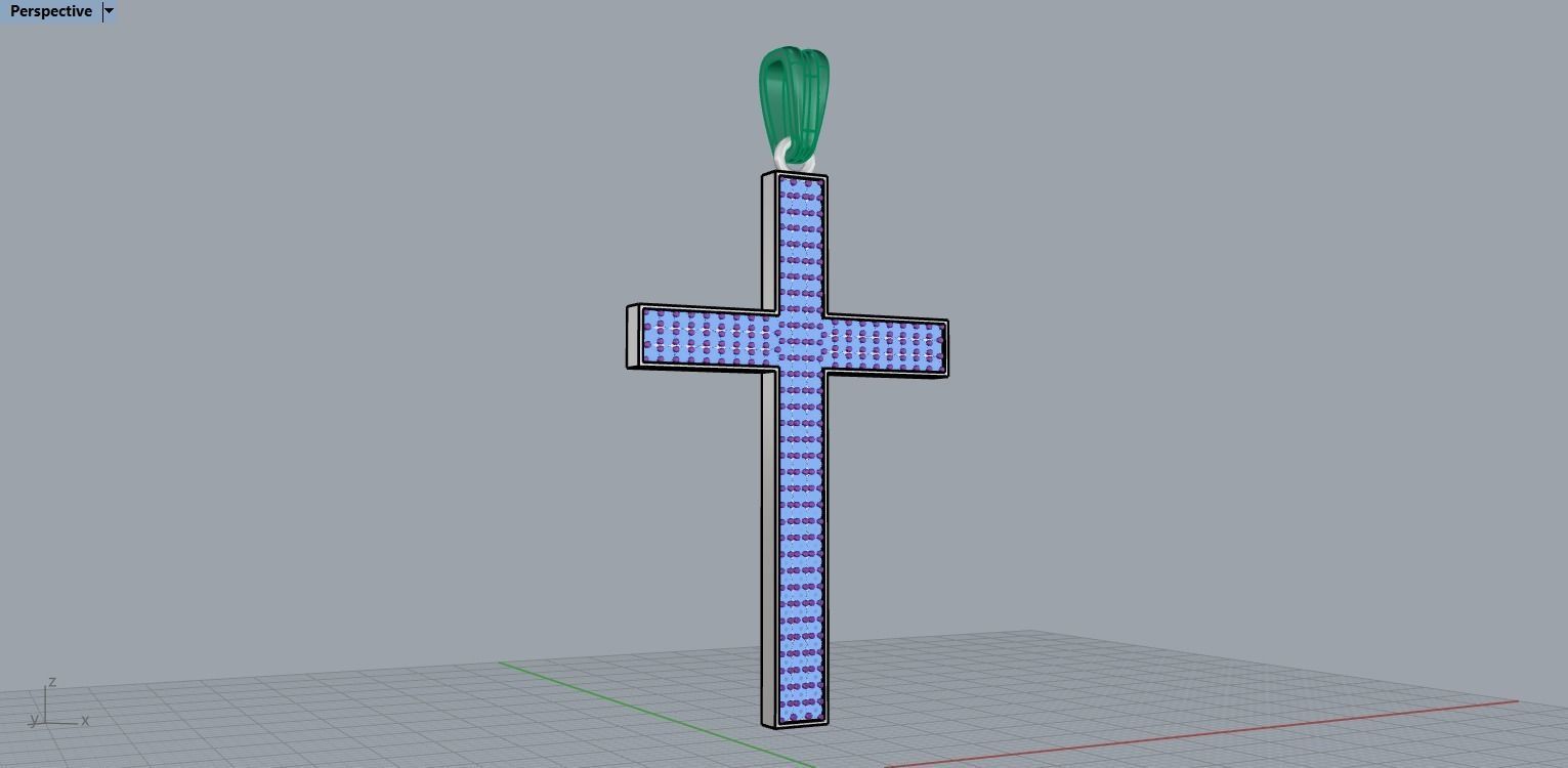 Pendant Cross with Diamonds N44 3D print model_7