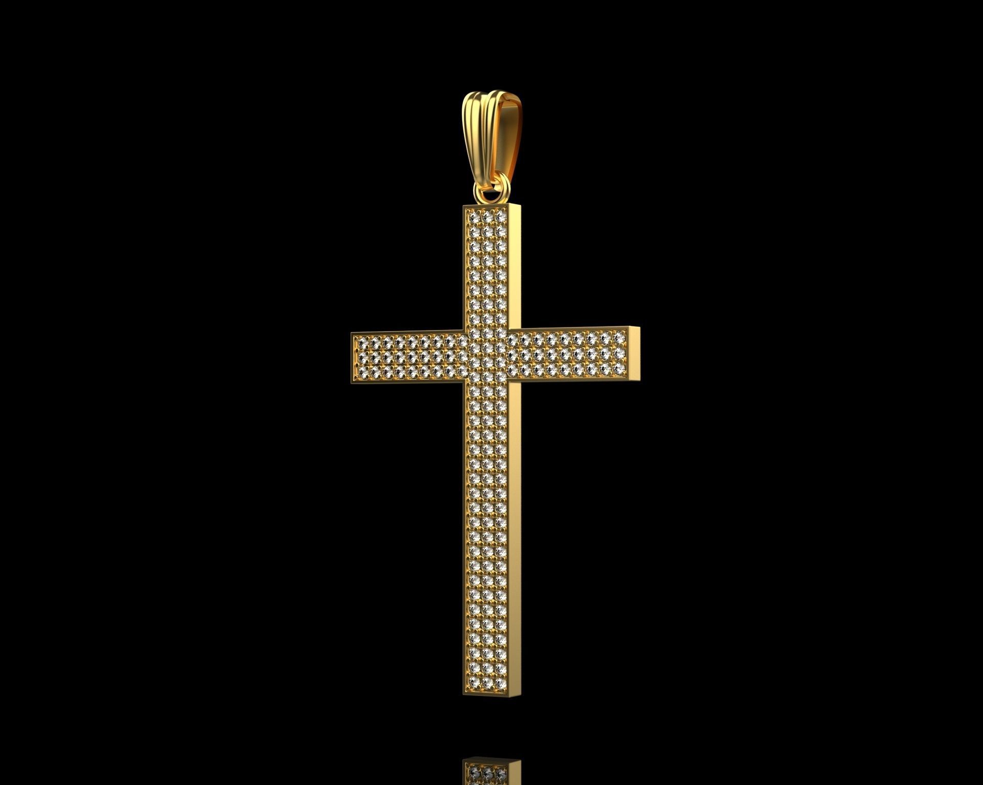 Pendant Cross with Diamonds N44 3D print model_2