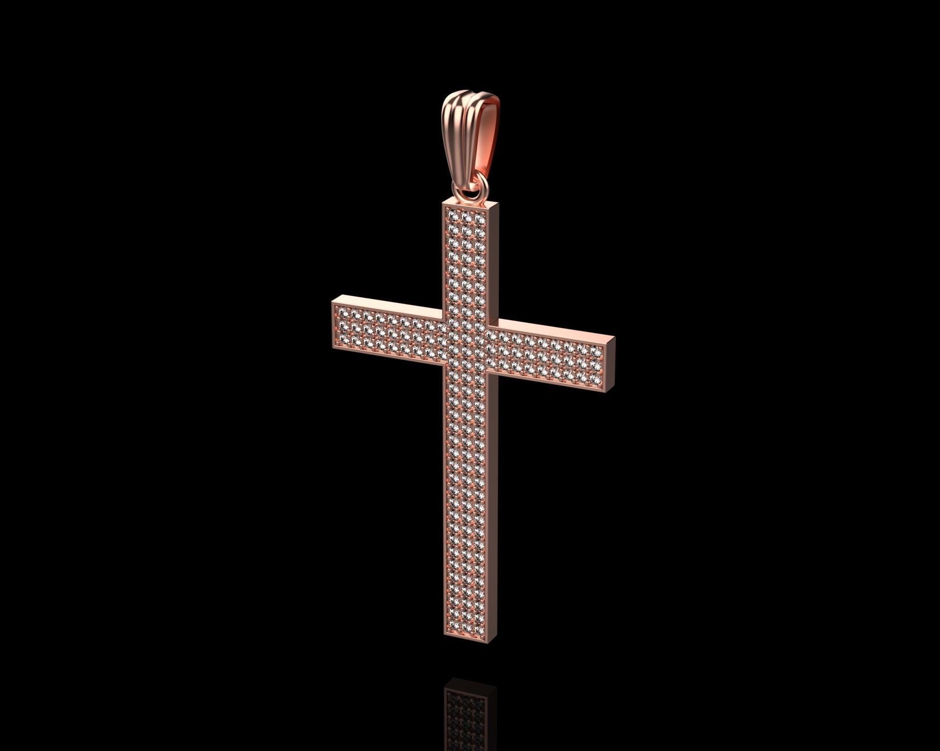 Pendant Cross with Diamonds N44 3D print model_19