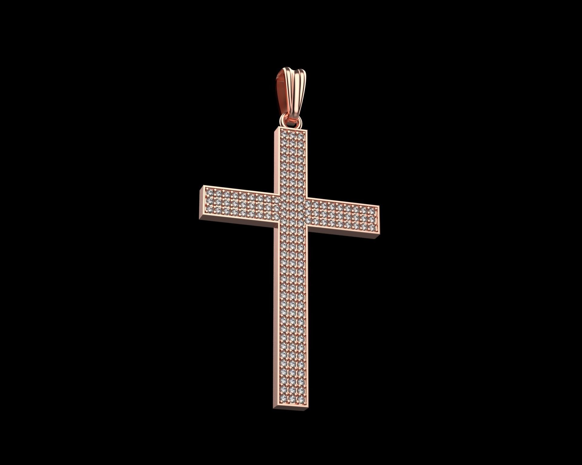 Pendant Cross with Diamonds N44 3D print model_18
