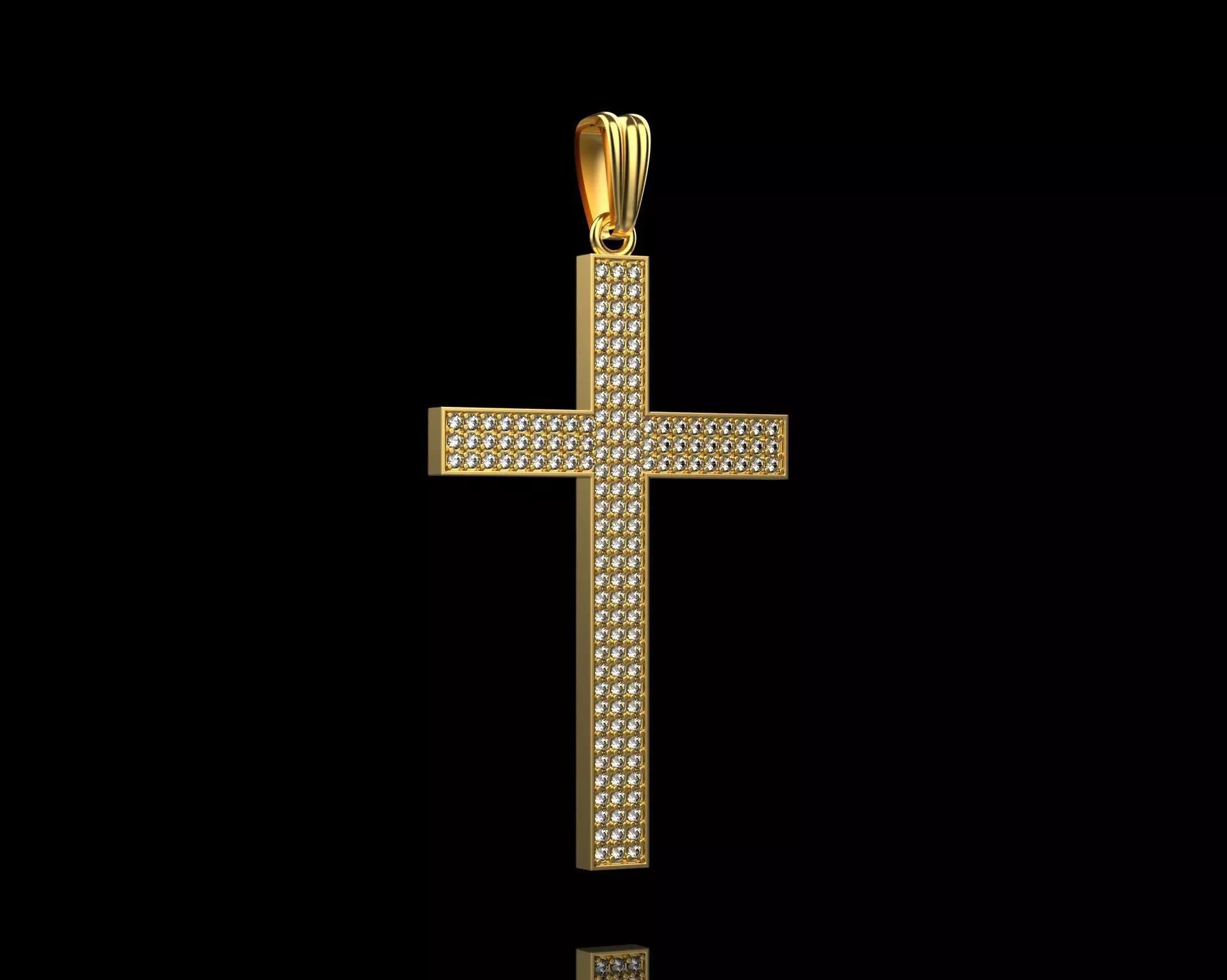 Pendant Cross with Diamonds N44 3D print model_0