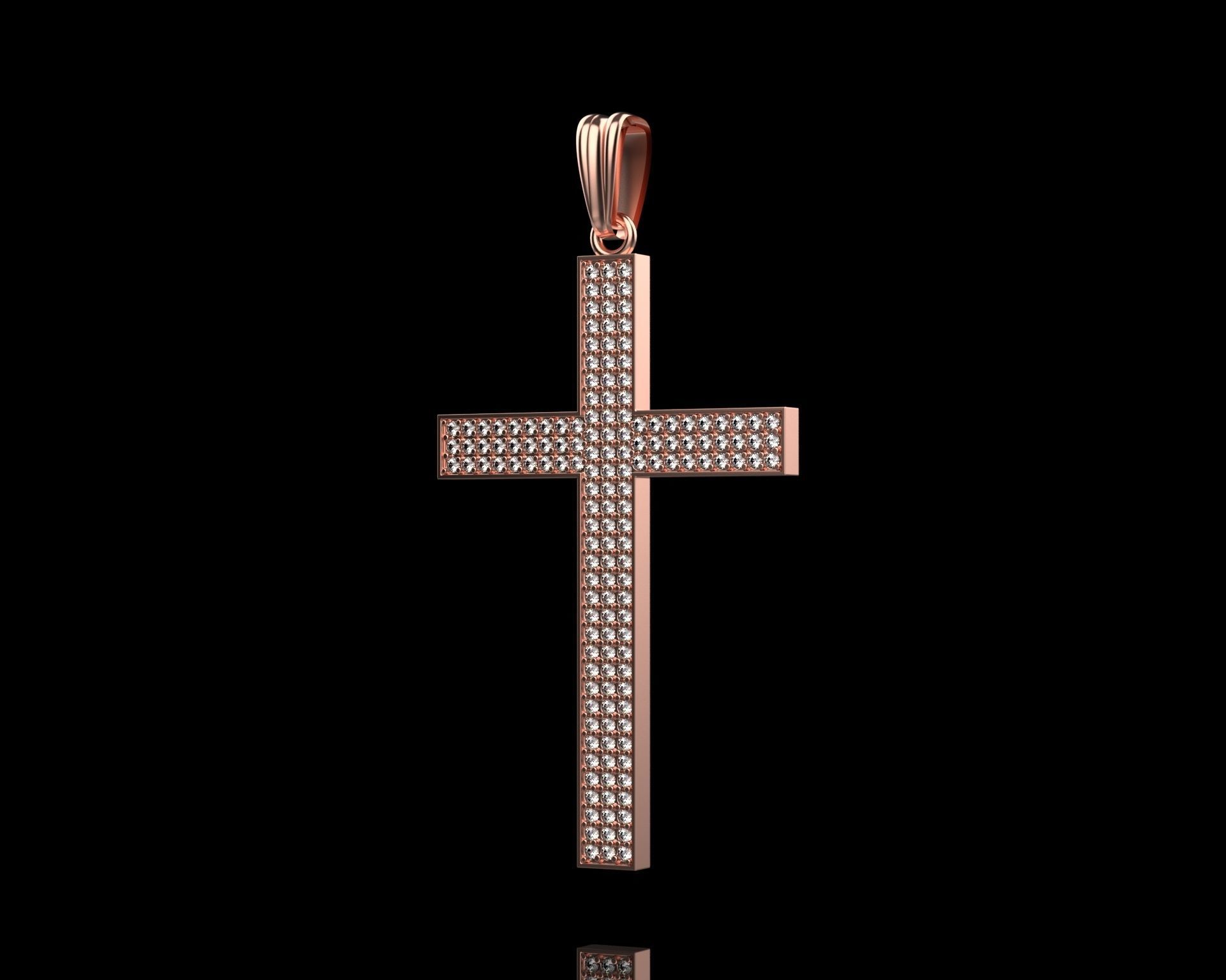 Pendant Cross with Diamonds N44 3D print model_16