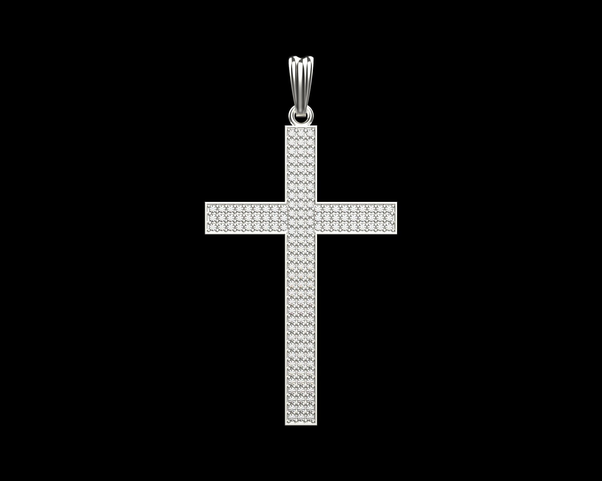 Pendant Cross with Diamonds N44 3D print model_12