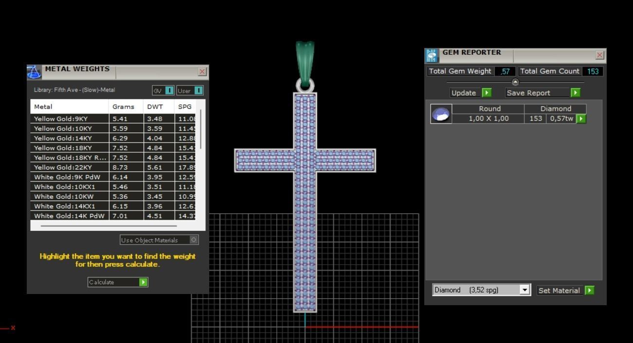 Pendant Cross with Diamonds N44 3D print model_8