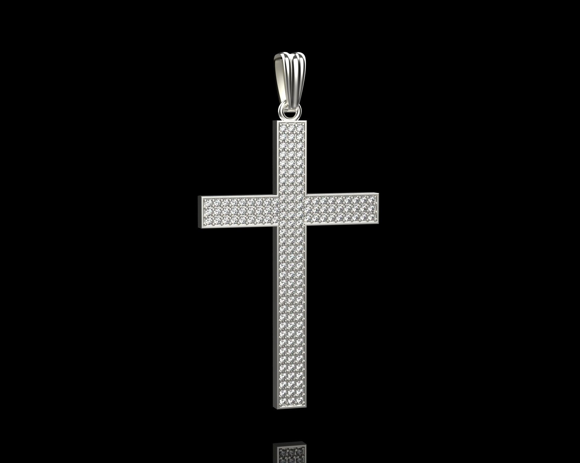 Pendant Cross with Diamonds N44 3D print model_15