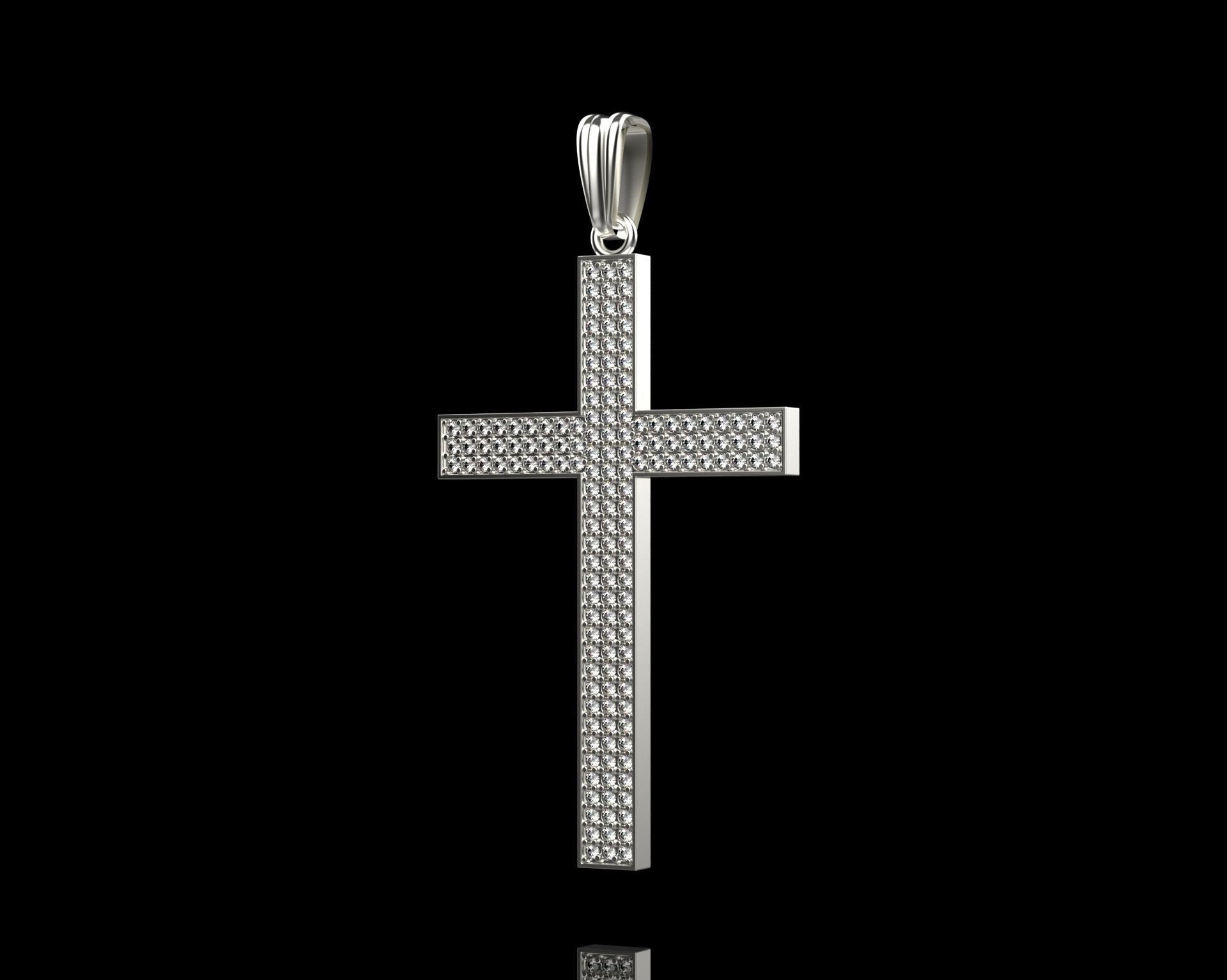 Pendant Cross with Diamonds N44 3D print model_11