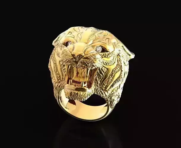 ring angry tiger with open mouth 