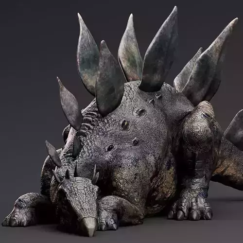 Stegosaurus dinosaur with spikes Low-poly 3D model