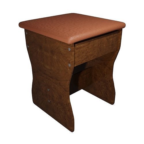 padded wooden stool 3D 3D model