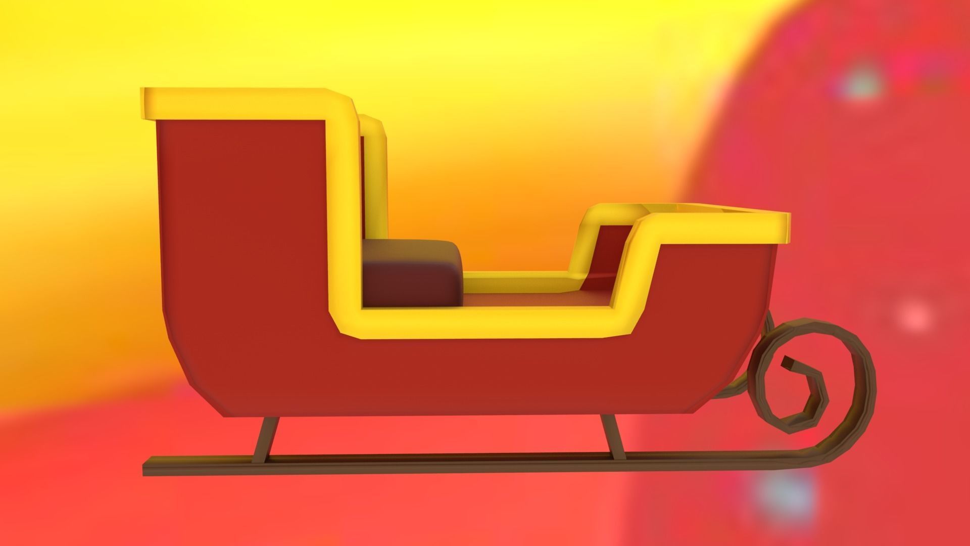 Santas Sleigh Low-poly 3D model_9