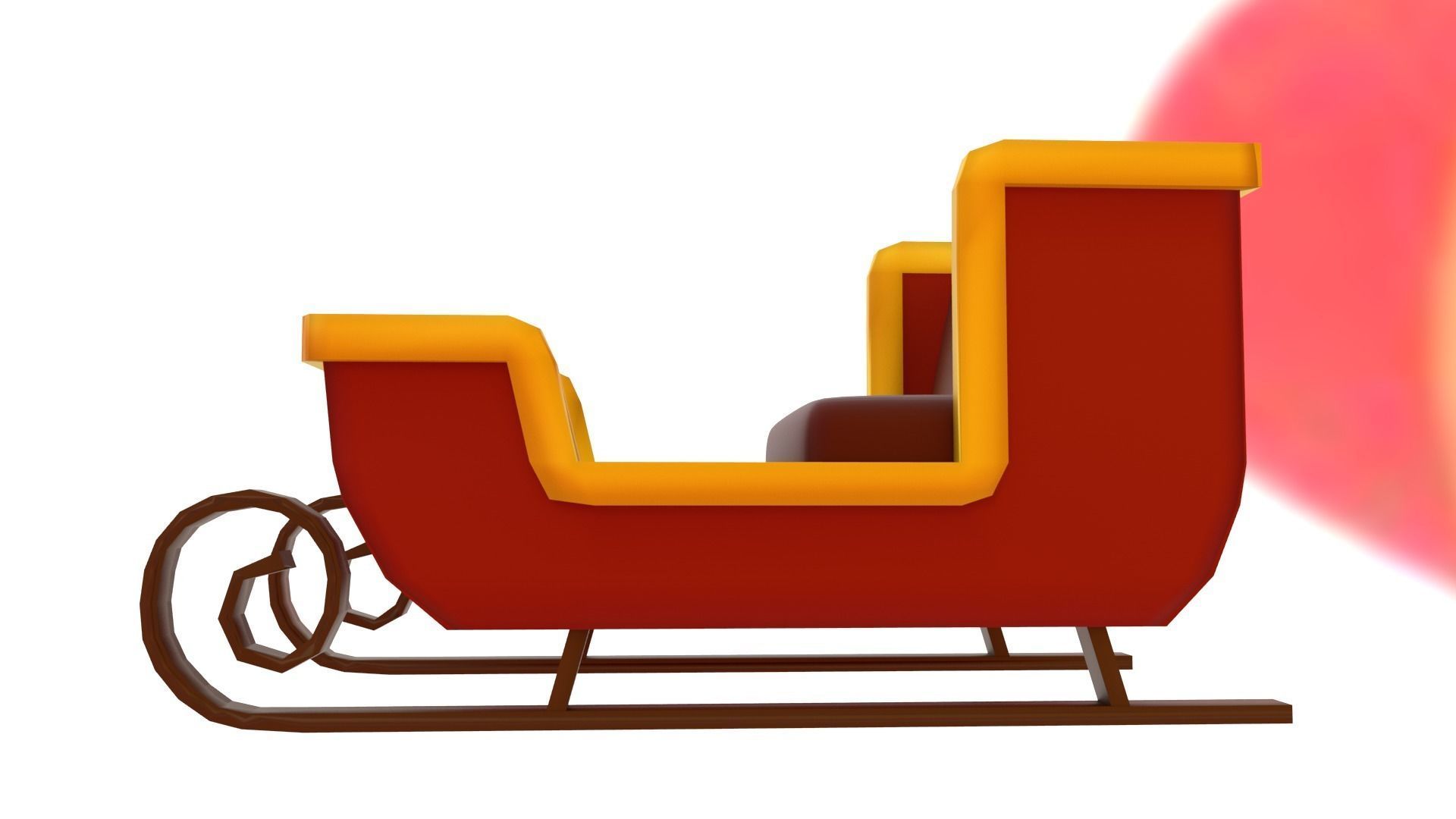 Santas Sleigh Low-poly 3D model_3