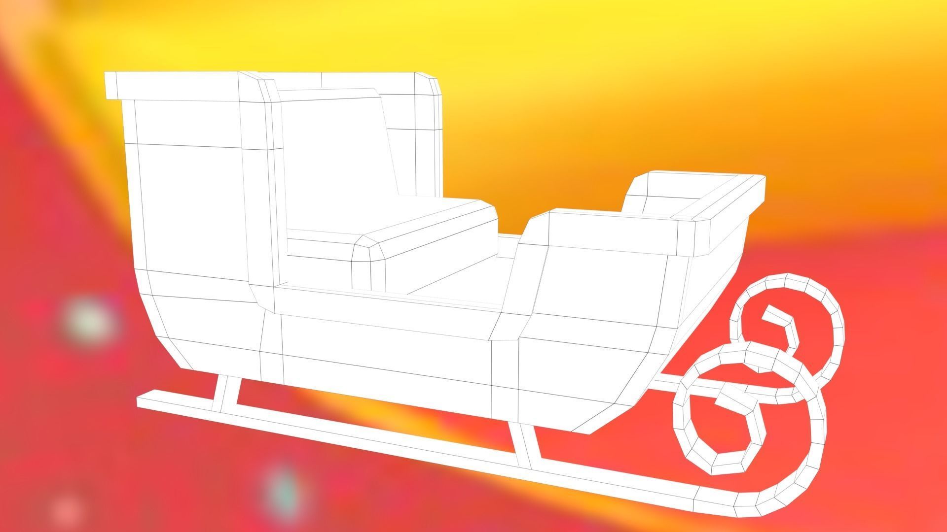 Santas Sleigh Low-poly 3D model_38
