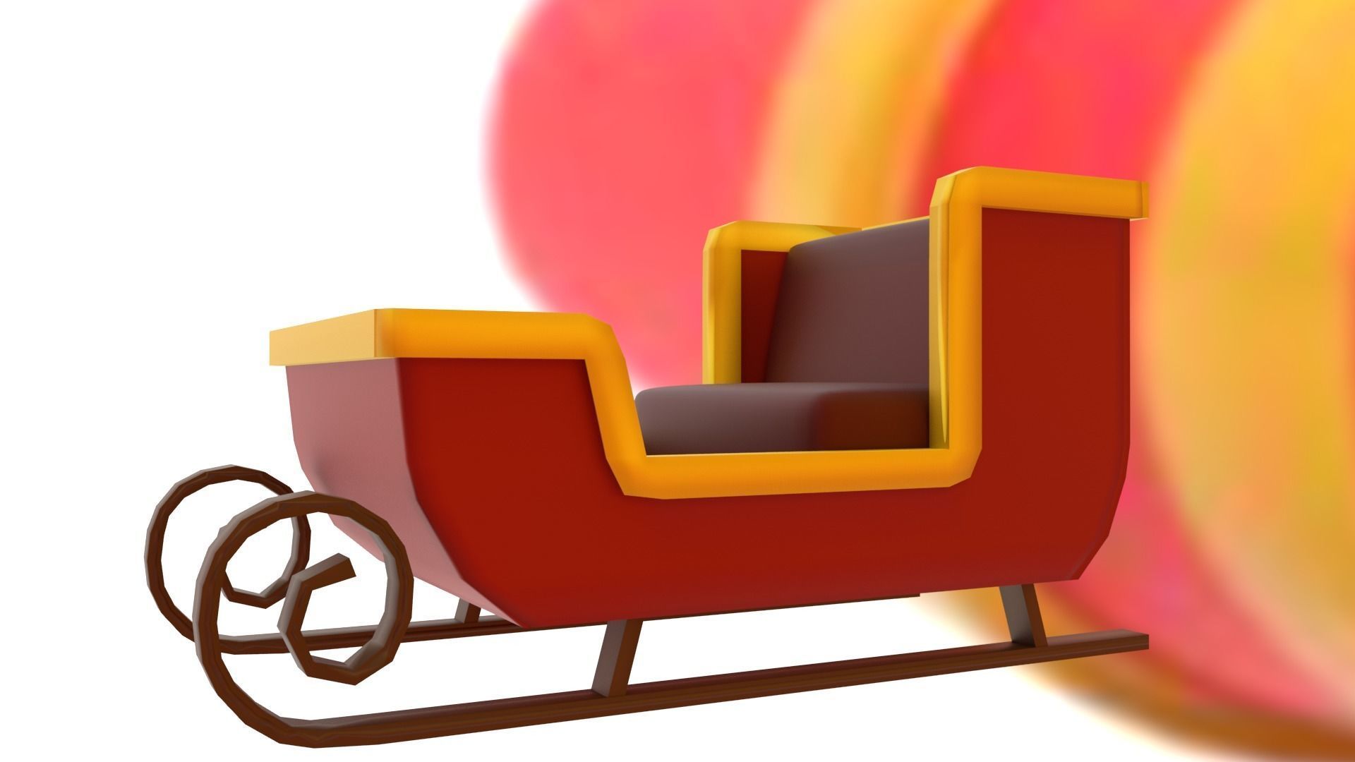 Santas Sleigh Low-poly 3D model_1