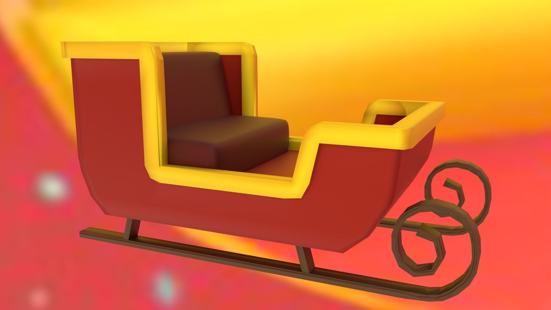 Santas Sleigh Low-poly 3D model_10
