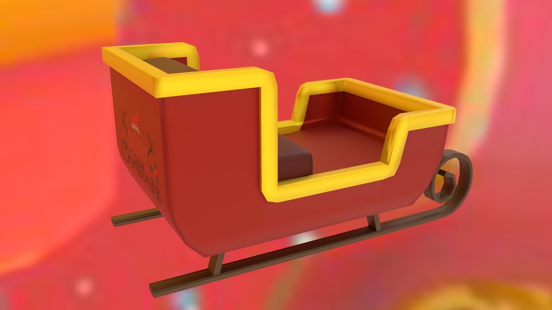 Santas Sleigh Low-poly 3D model_8