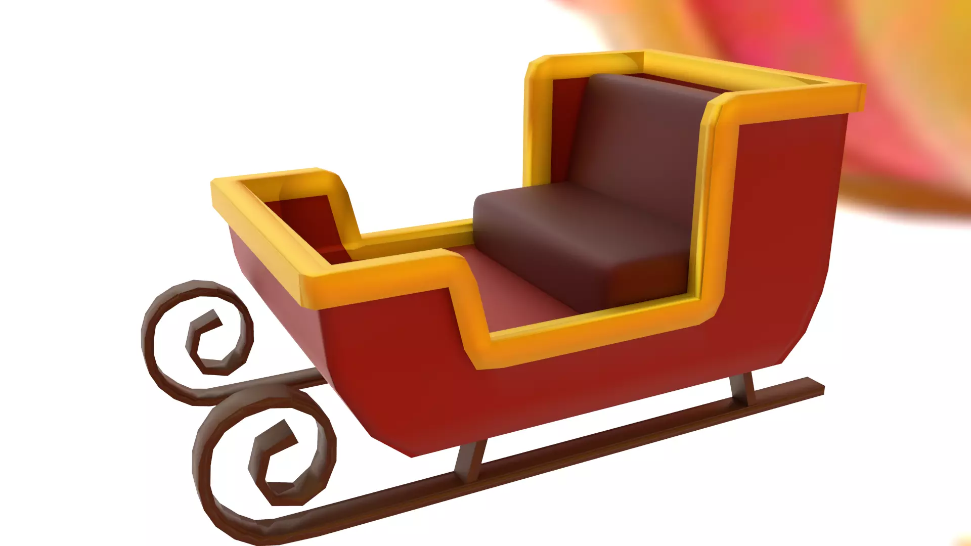 Santas Sleigh Low-poly 3D model_0