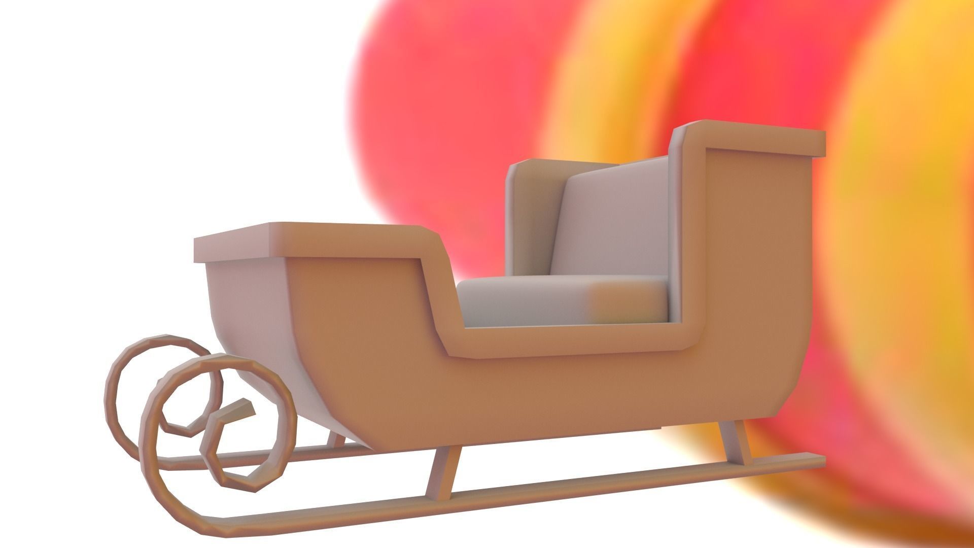 Santas Sleigh Low-poly 3D model_14