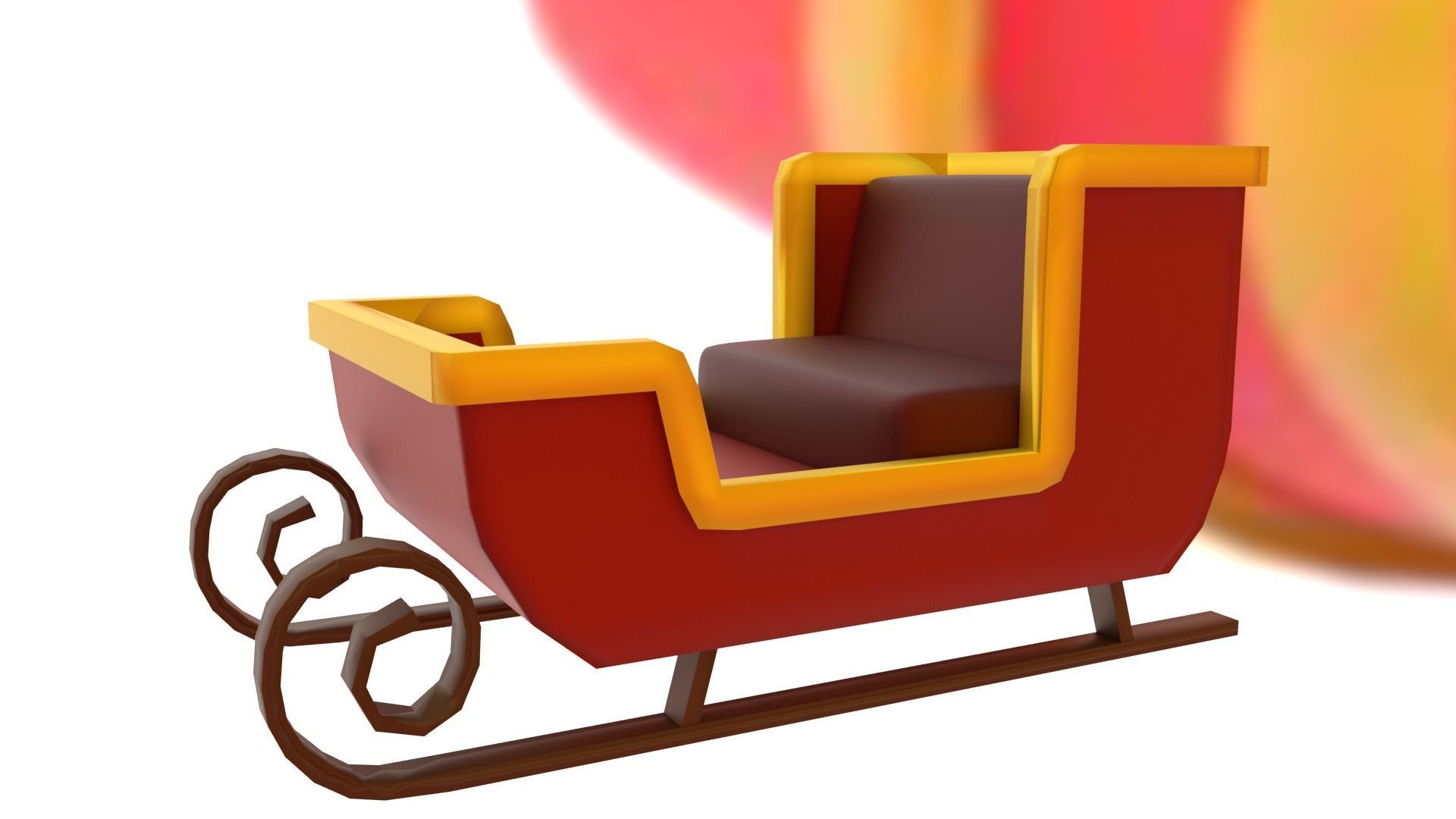 Santas Sleigh Low-poly 3D model_2