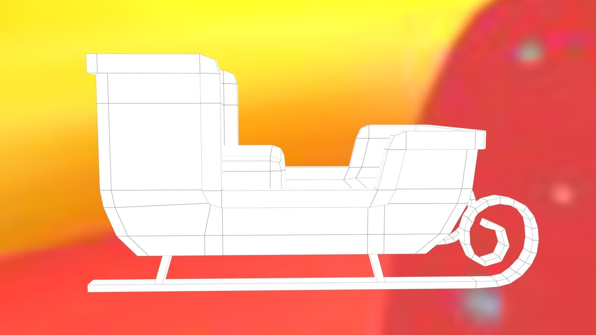 Santas Sleigh Low-poly 3D model_37