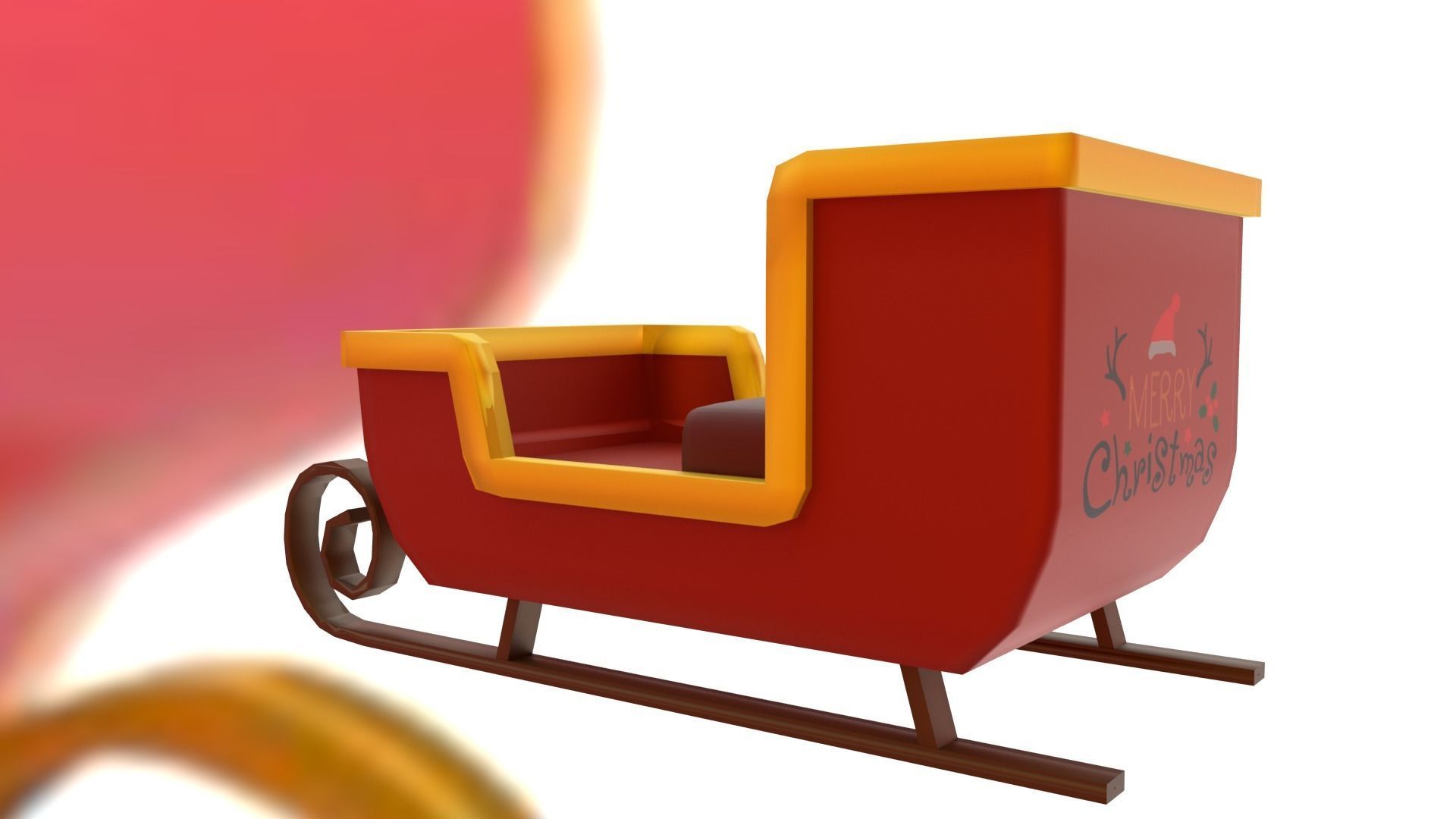Santas Sleigh Low-poly 3D model_5