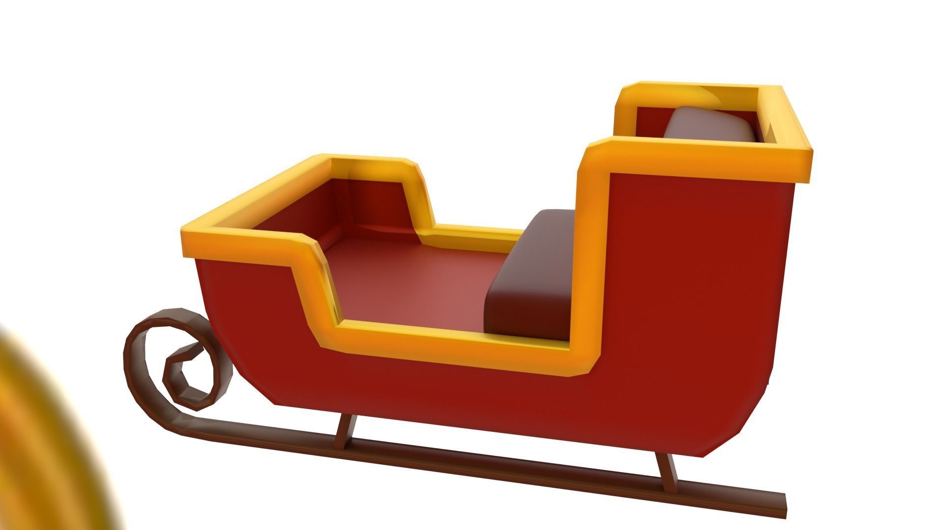 Santas Sleigh Low-poly 3D model_4