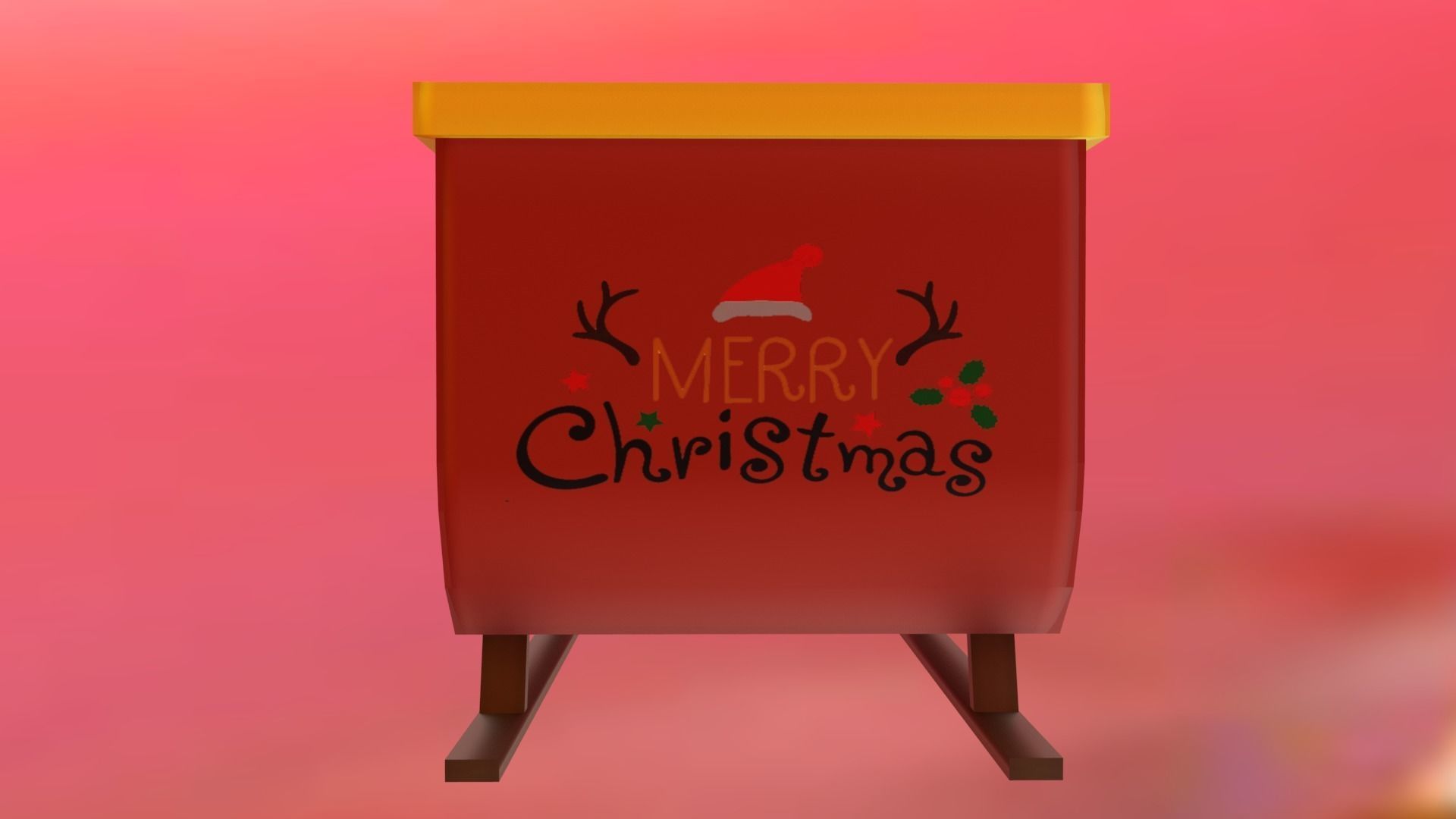 Santas Sleigh Low-poly 3D model_6