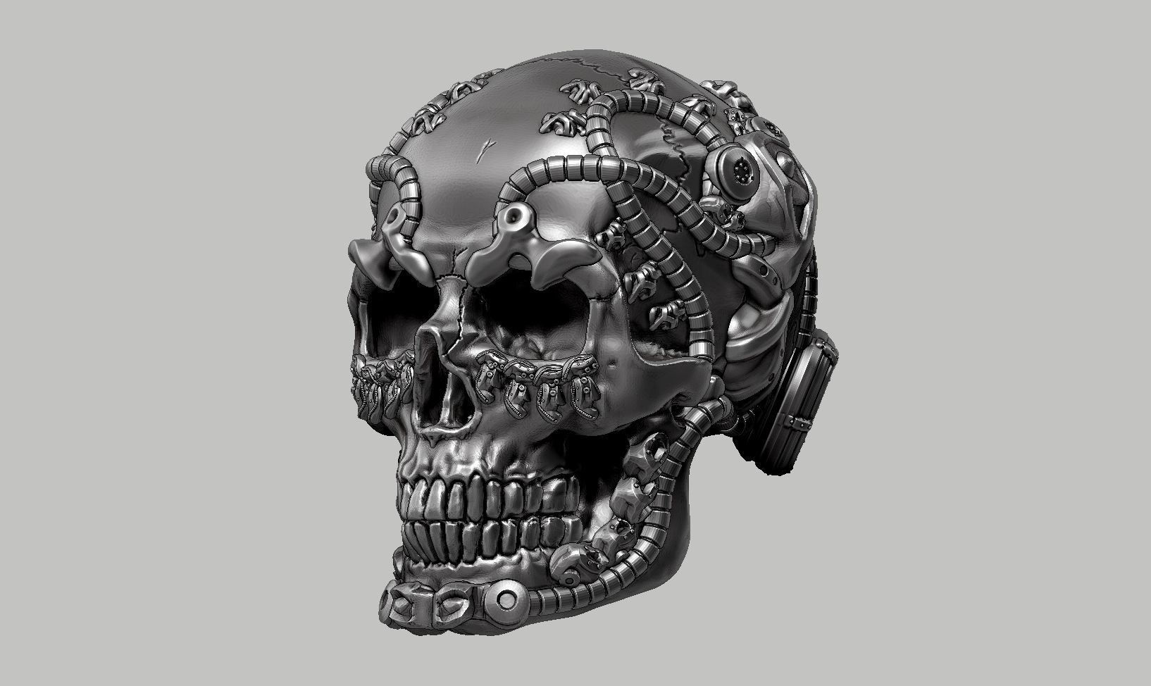 skull robot head a60 3D print model_10