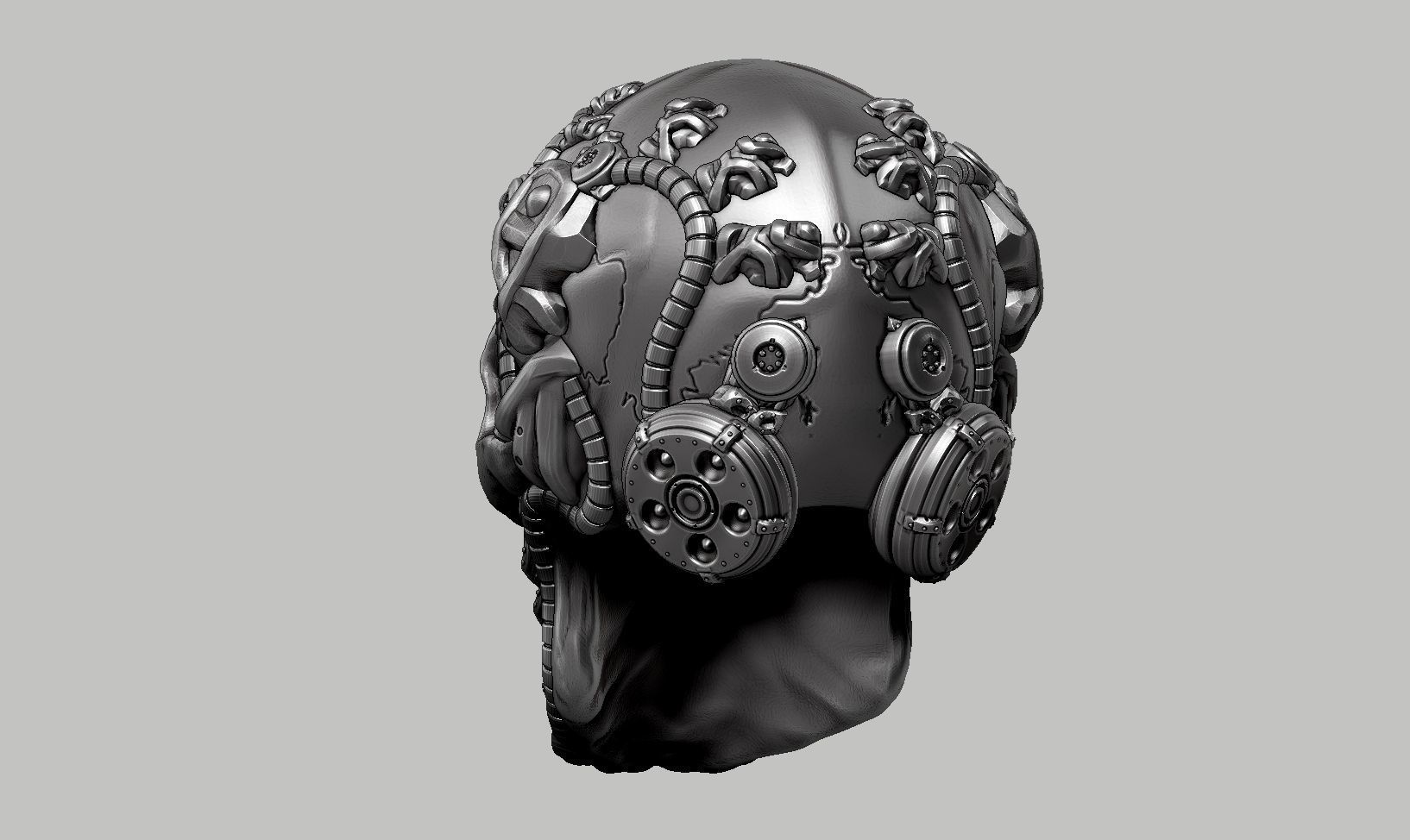 skull robot head a60 3D print model_6