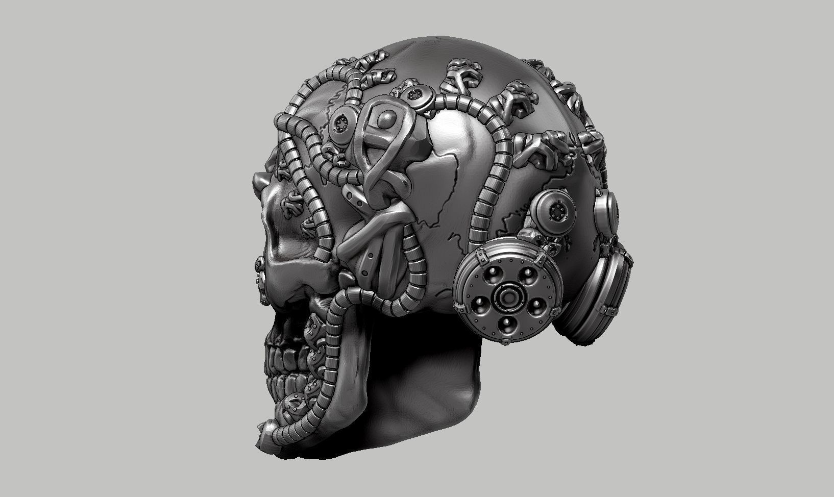 skull robot head a60 3D print model_7
