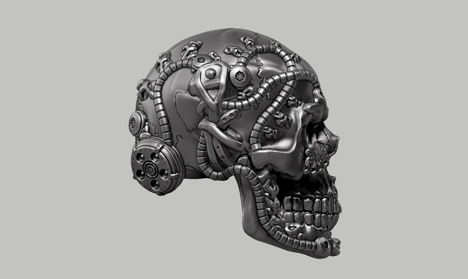 skull robot head a60 3D print model_3