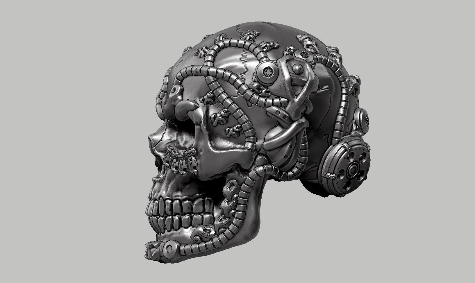 skull robot head a60 3D print model_9