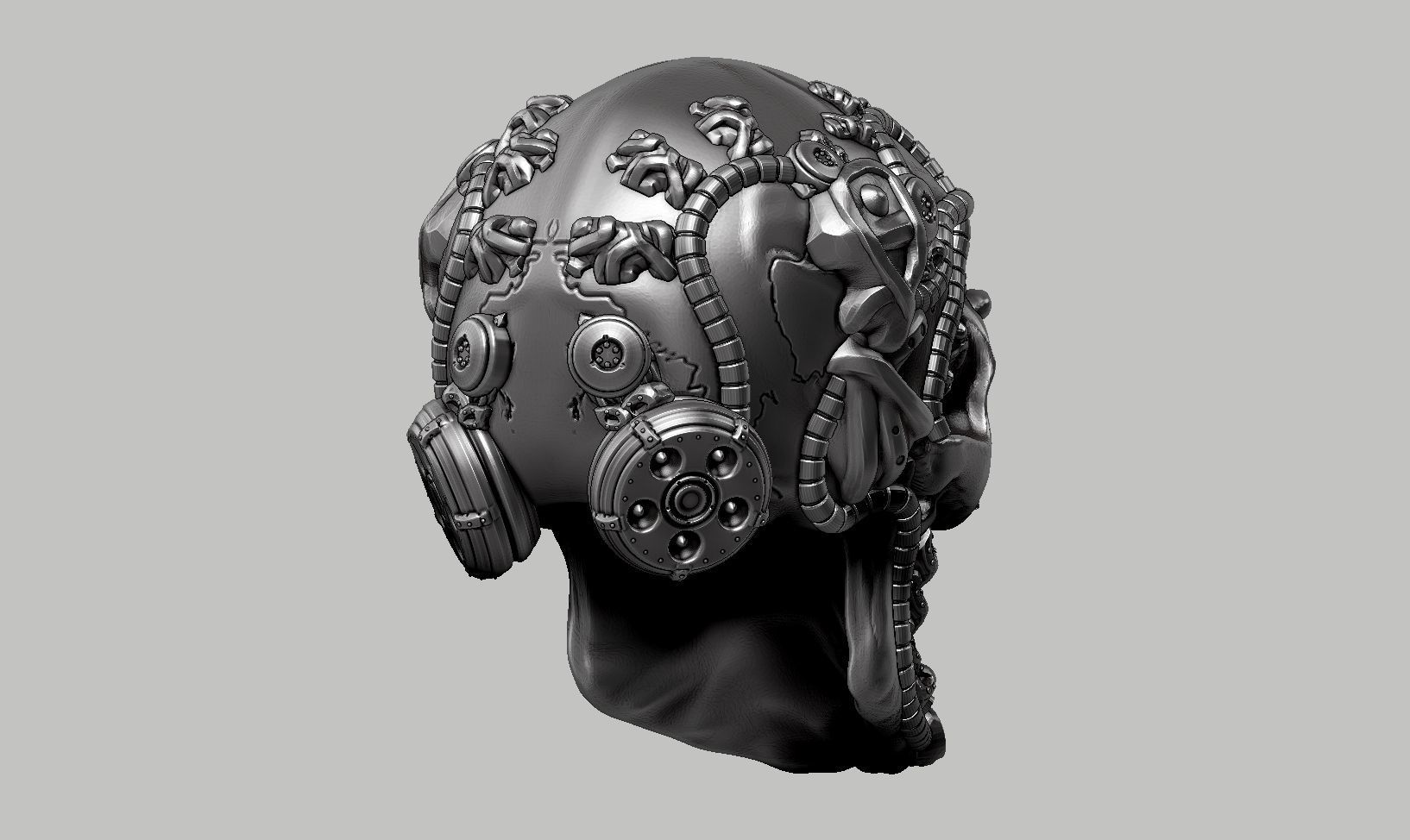 skull robot head a60 3D print model_5