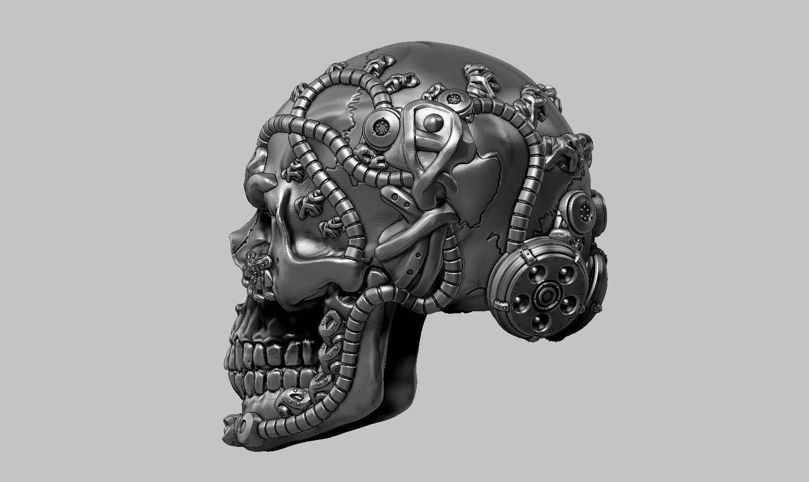 skull robot head a60 3D print model_8