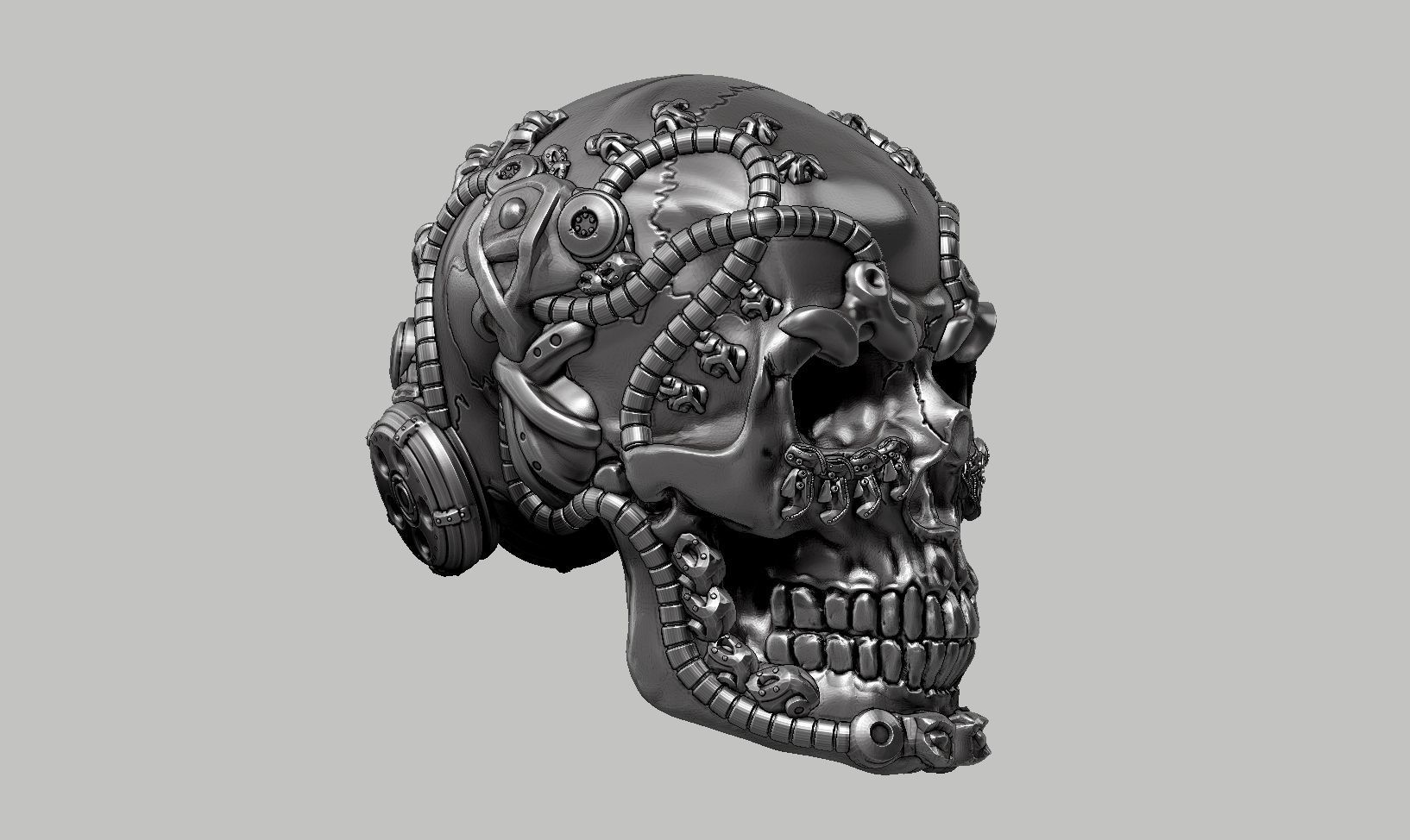 skull robot head a60 3D print model_2