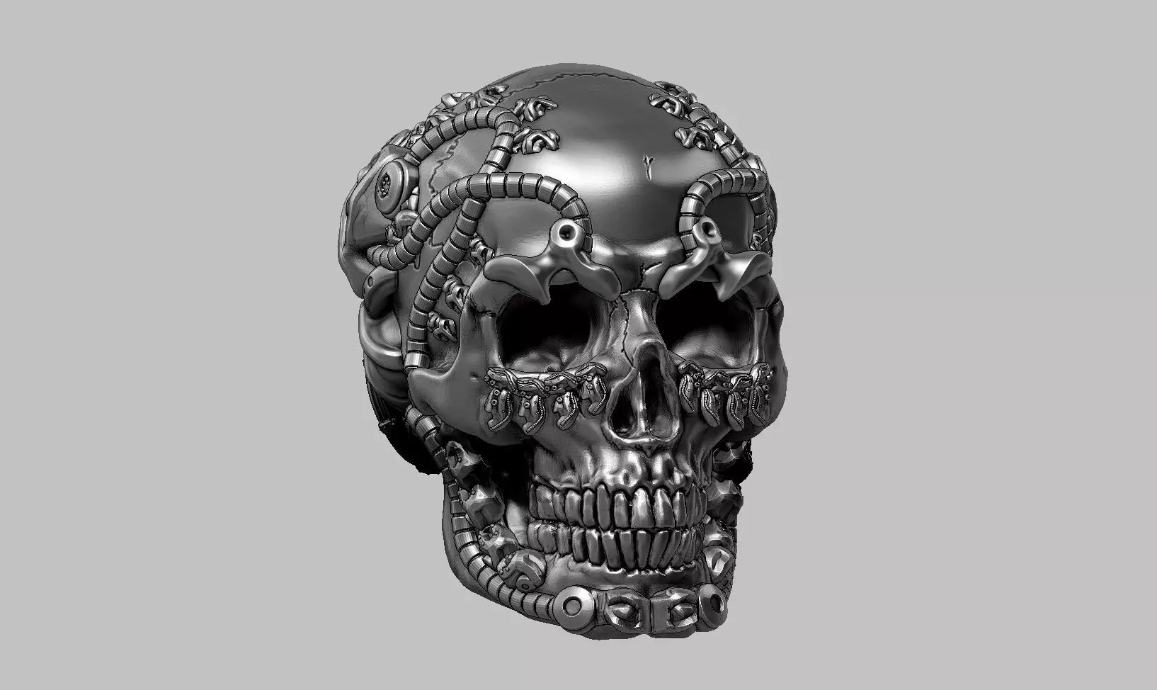 skull robot head a60 3D print model_0