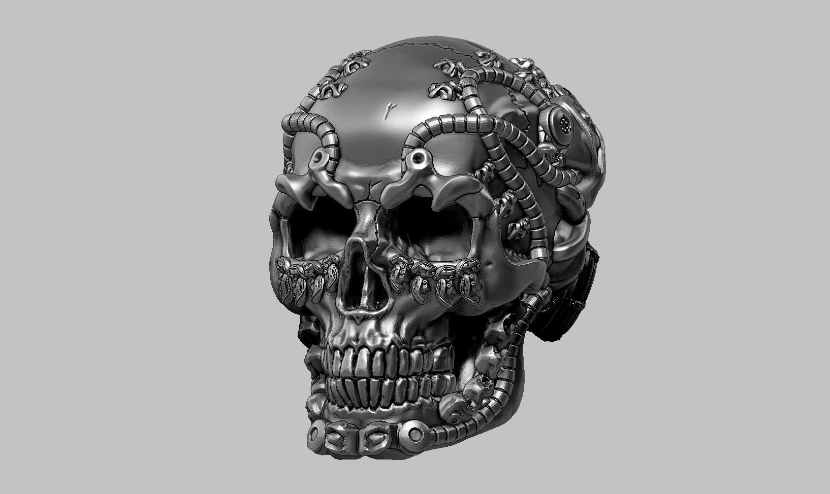 skull robot head a60 3D print model_11