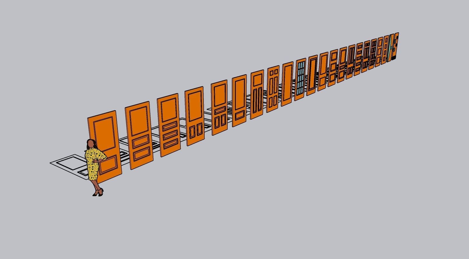 3D Door from CAD Block 1 3D model_5