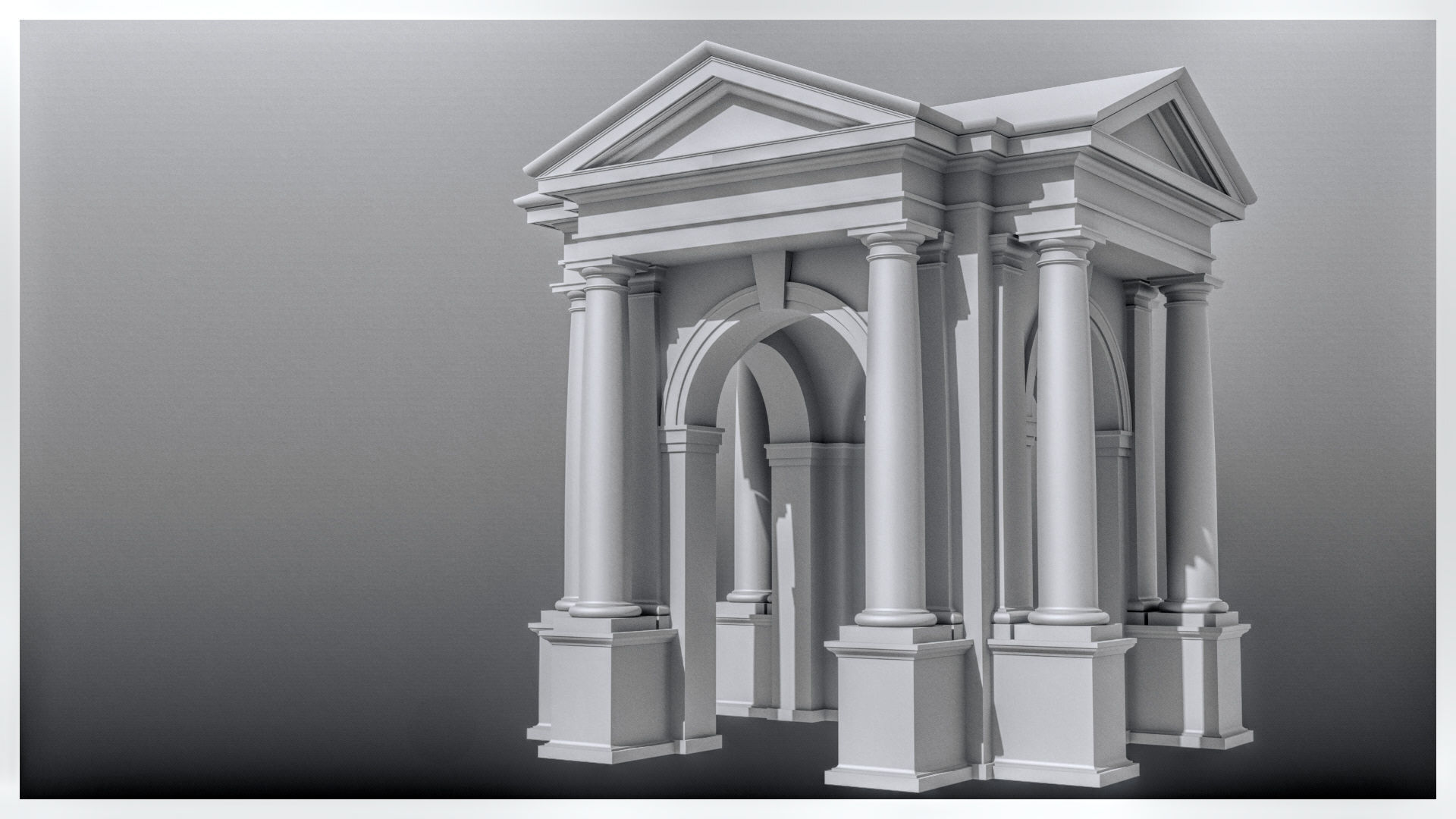 Arched portico in Tuscan order  freestanding columns   pedestal  3D model_5