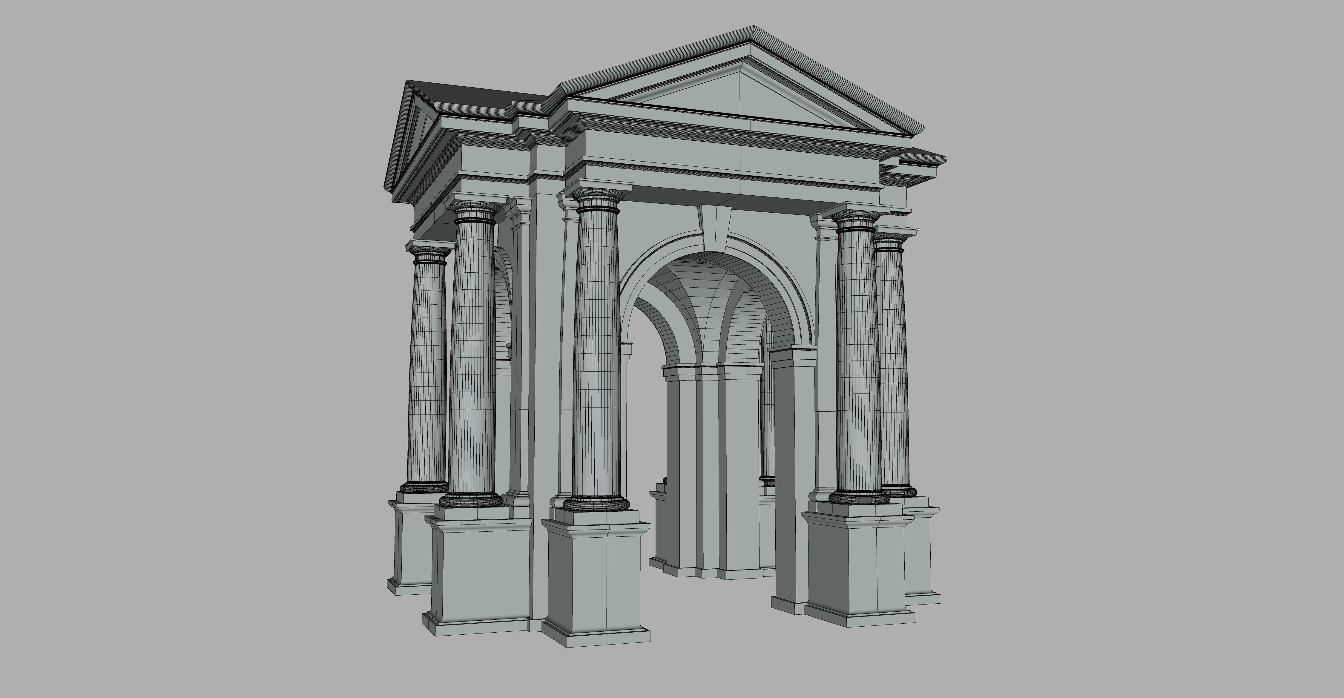 Arched portico in Tuscan order  freestanding columns   pedestal  3D model_7