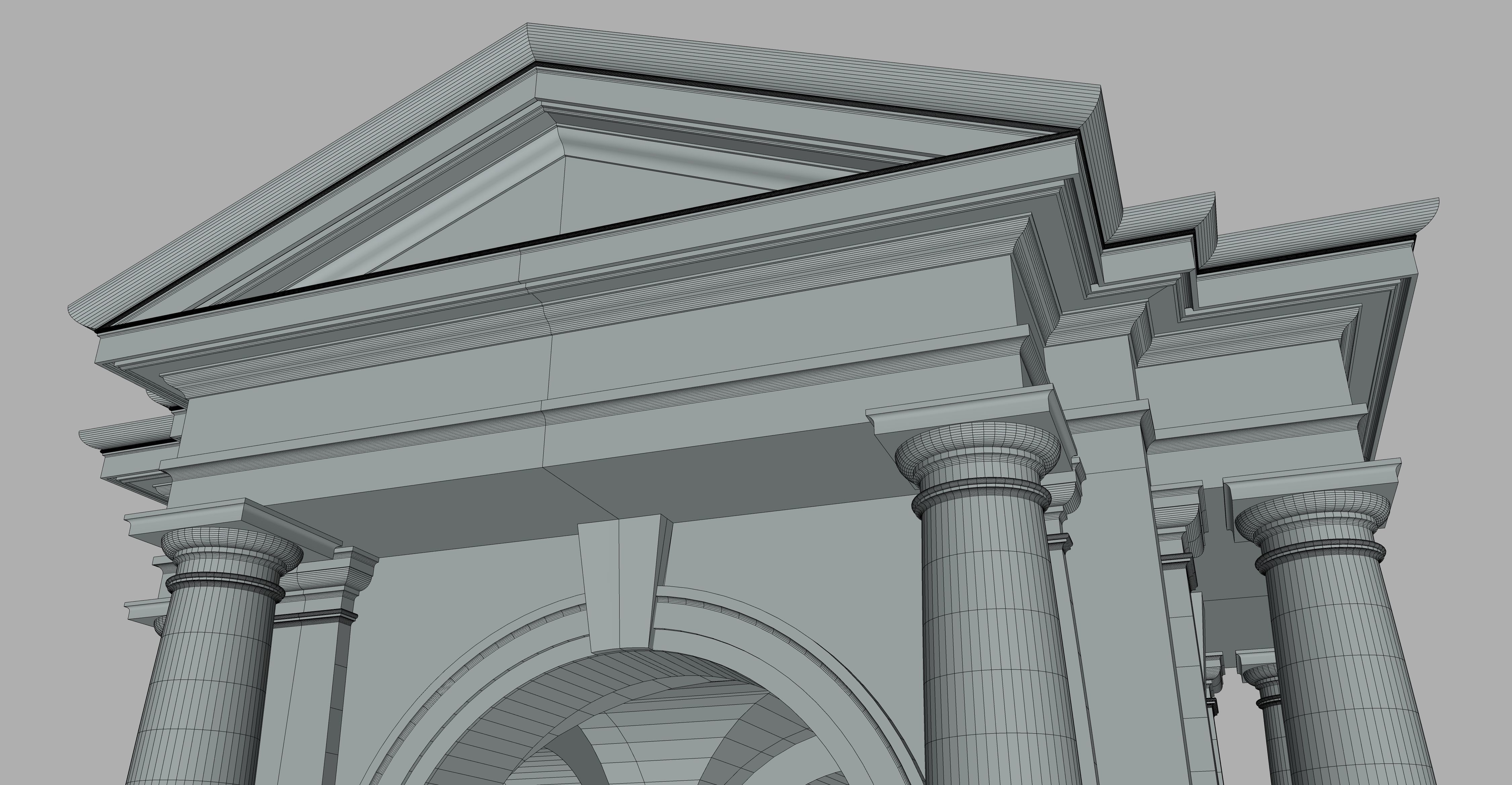 Arched portico in Tuscan order  freestanding columns   pedestal  3D model_6
