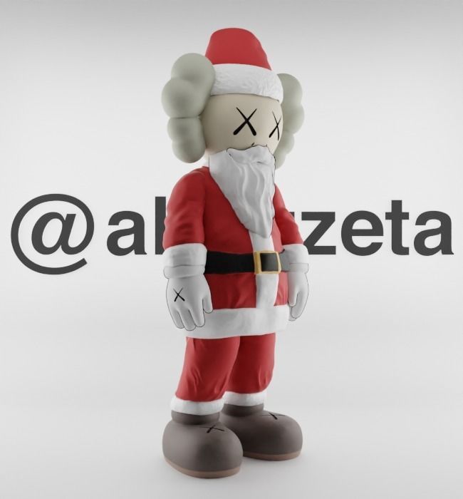 Kaws Santa Claus Merry Christmas Textured Low-poly 3D model_35