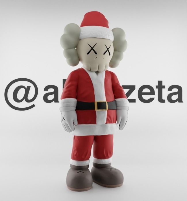 Kaws Santa Claus Merry Christmas Textured Low-poly 3D model_18
