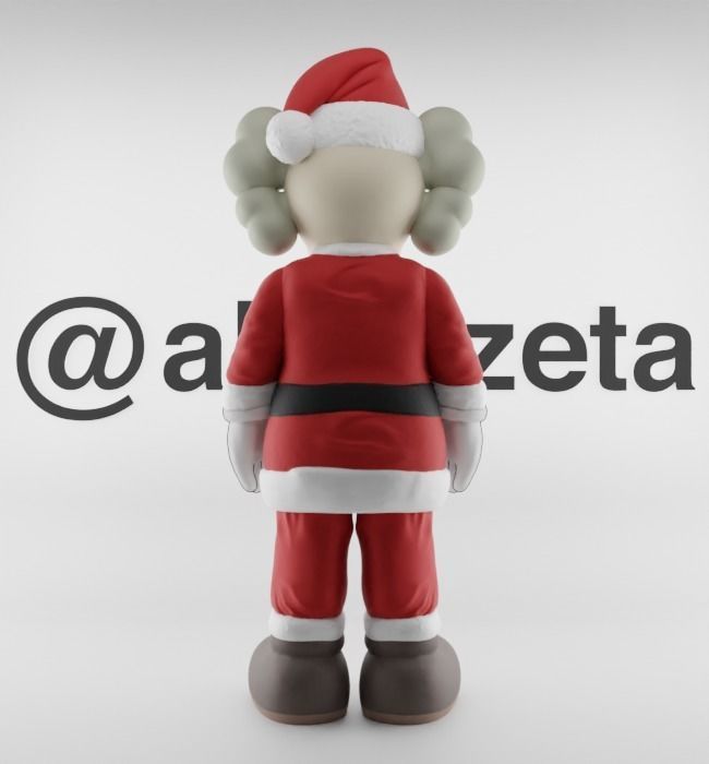 Kaws Santa Claus Merry Christmas Textured Low-poly 3D model_10
