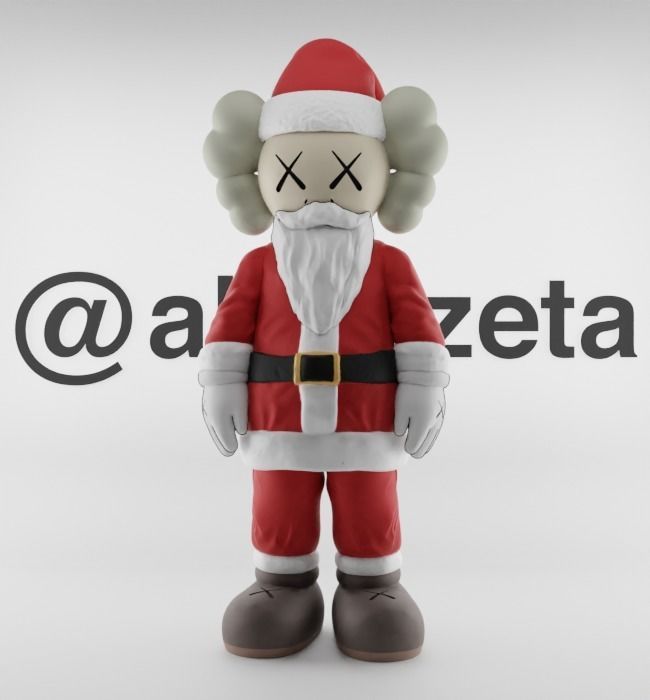 Kaws Santa Claus Merry Christmas Textured Low-poly 3D model_19