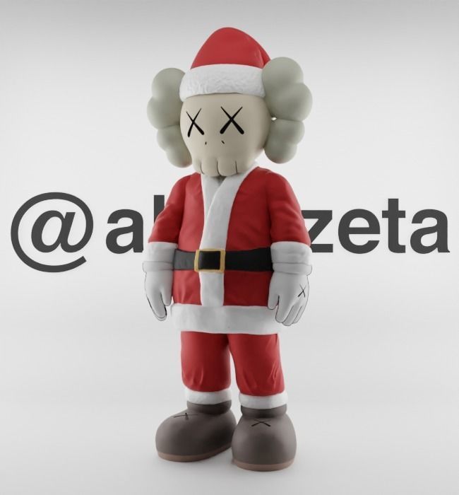 Kaws Santa Claus Merry Christmas Textured Low-poly 3D model_2