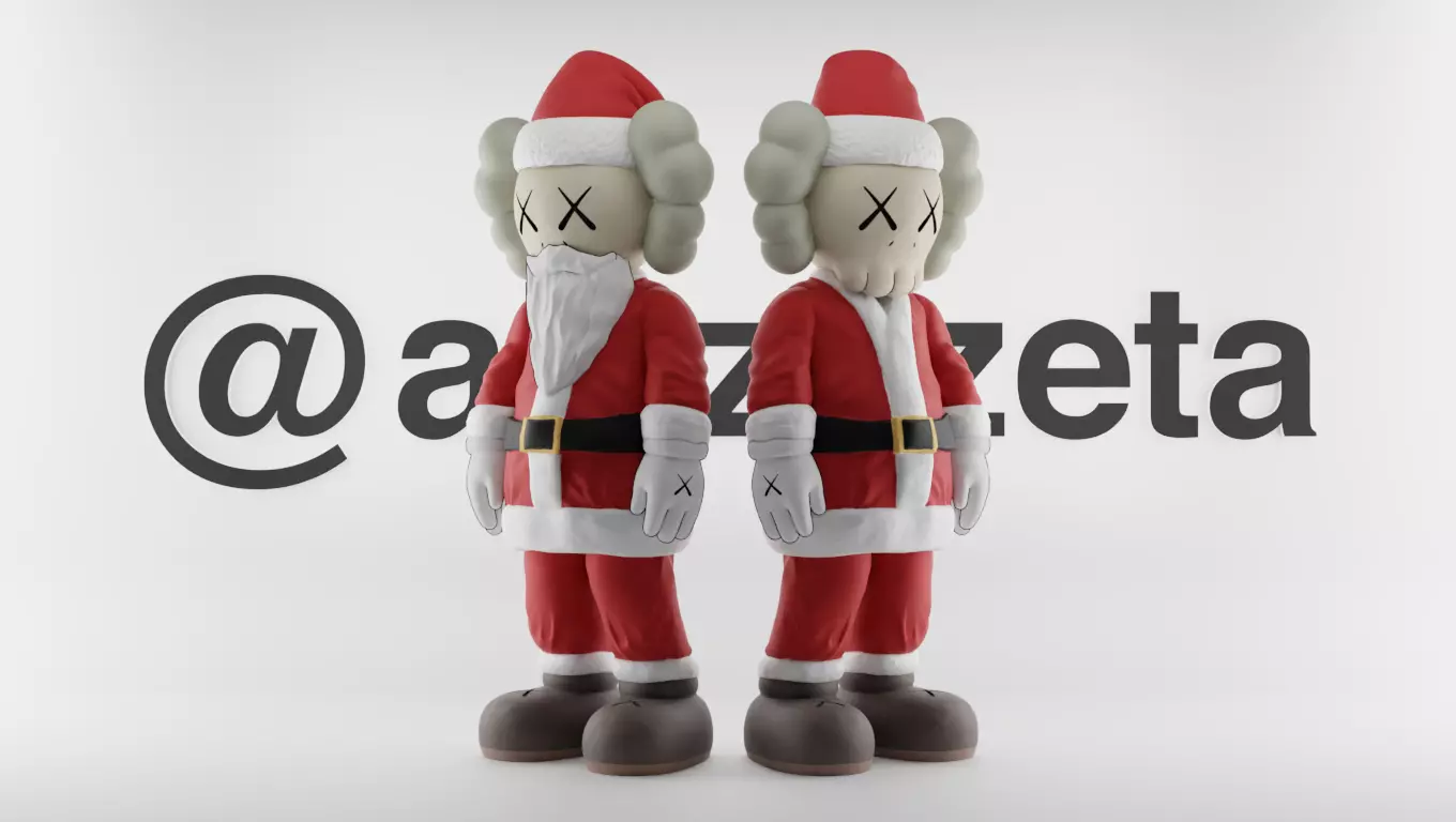 Kaws Santa Claus Merry Christmas Textured Low-poly 3D model_0